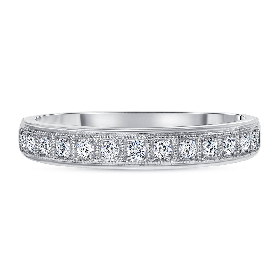 milgrain diamond wedding ring white gold