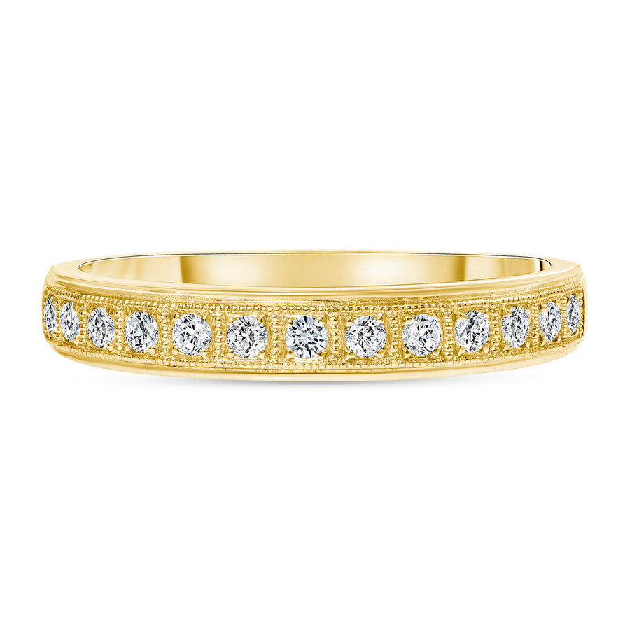 milgrain diamond wedding ring gold