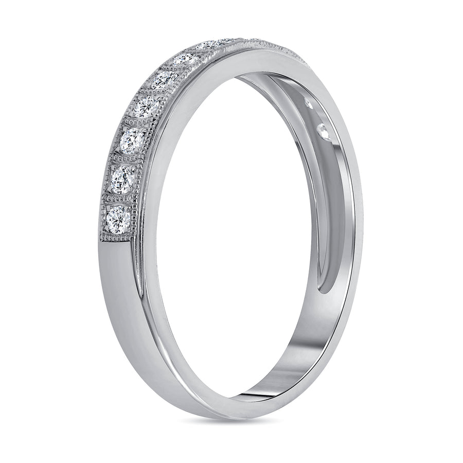 milgrain diamond wedding ring white gold