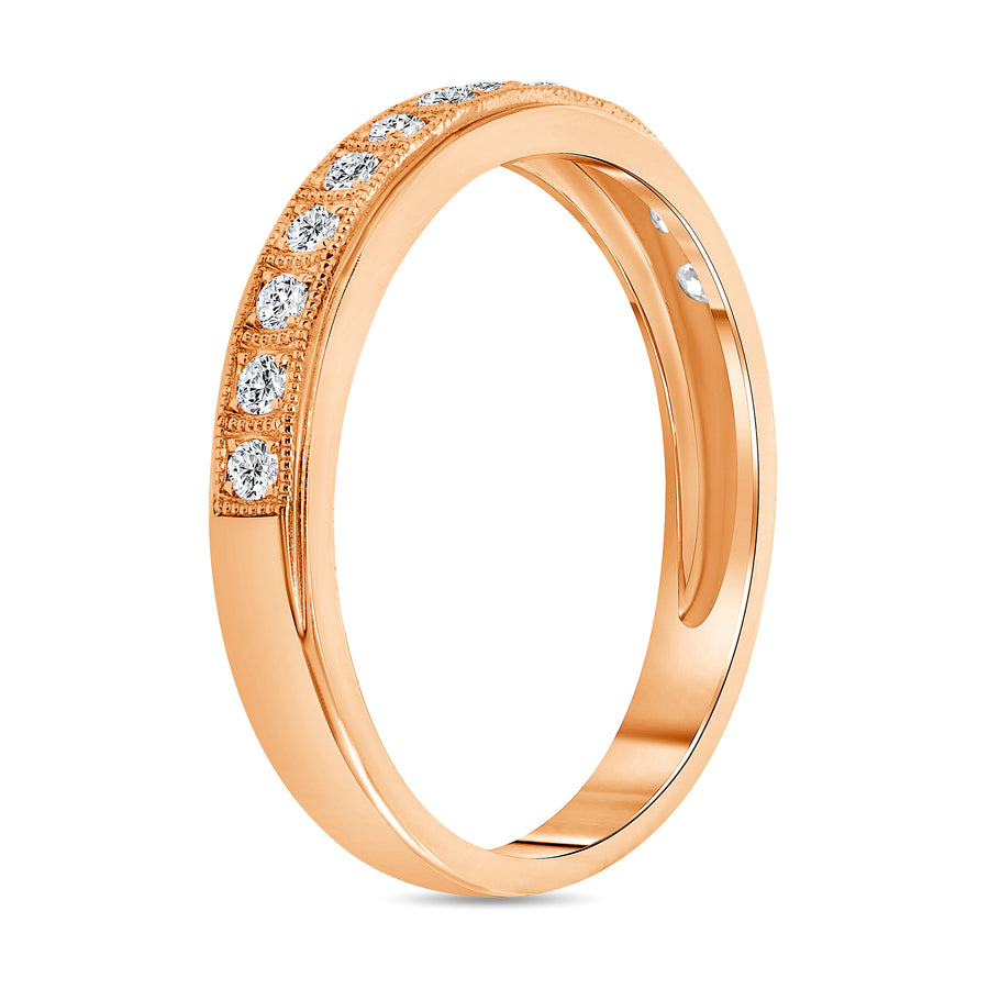 milgrain diamond wedding ring rose gold