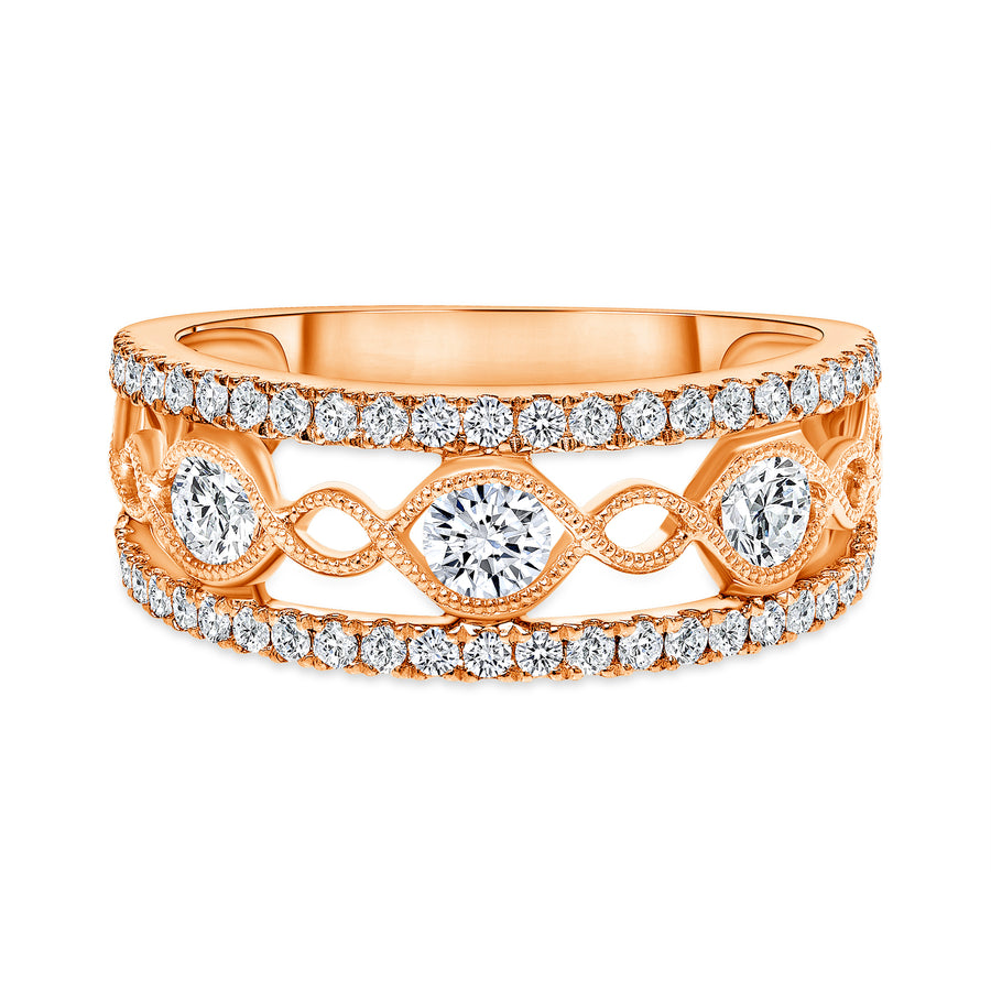 trendy diamond rings rose gold