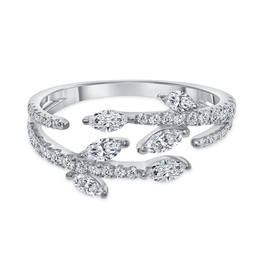 Marquise and Round Diamond Wrap Wedding Ring