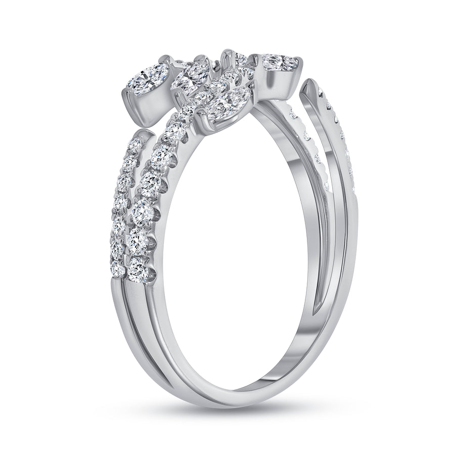Marquise and Round Diamond Wrap Wedding Ring