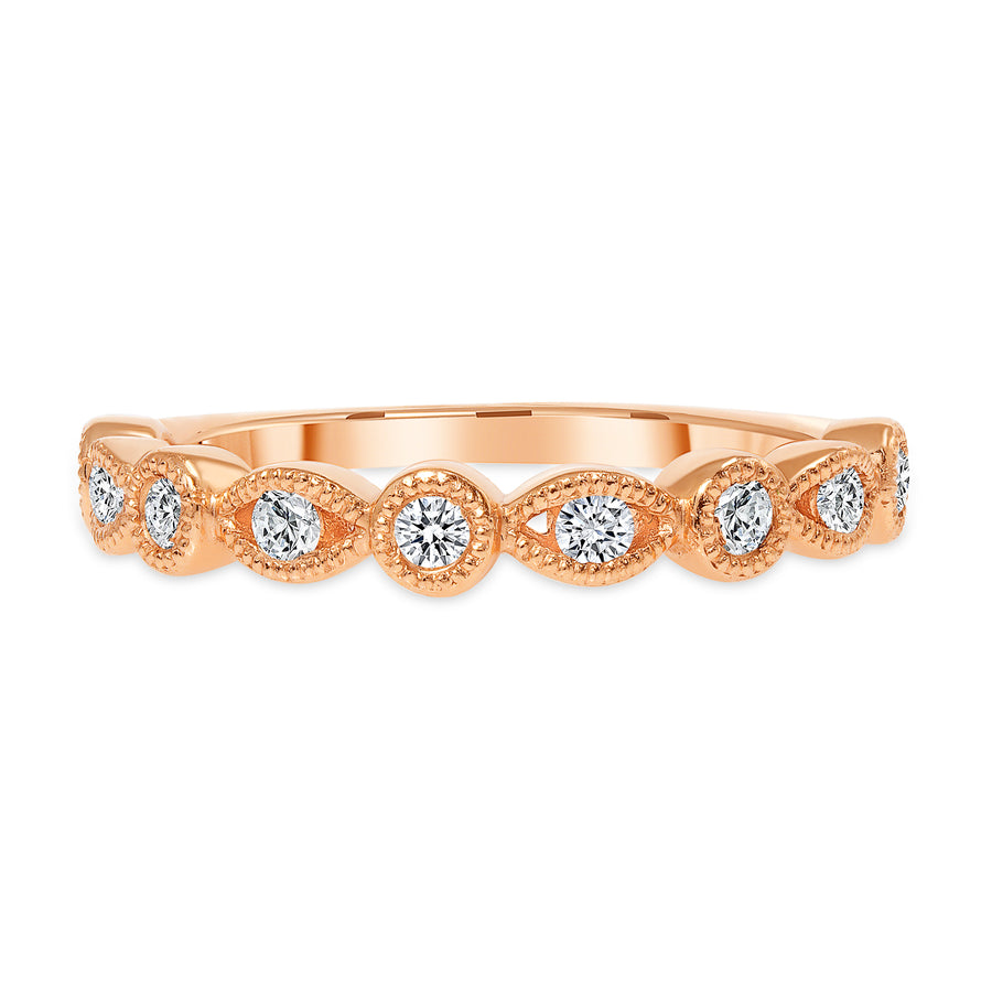 Half round wedding band rose gold | Diamond Collection Inc