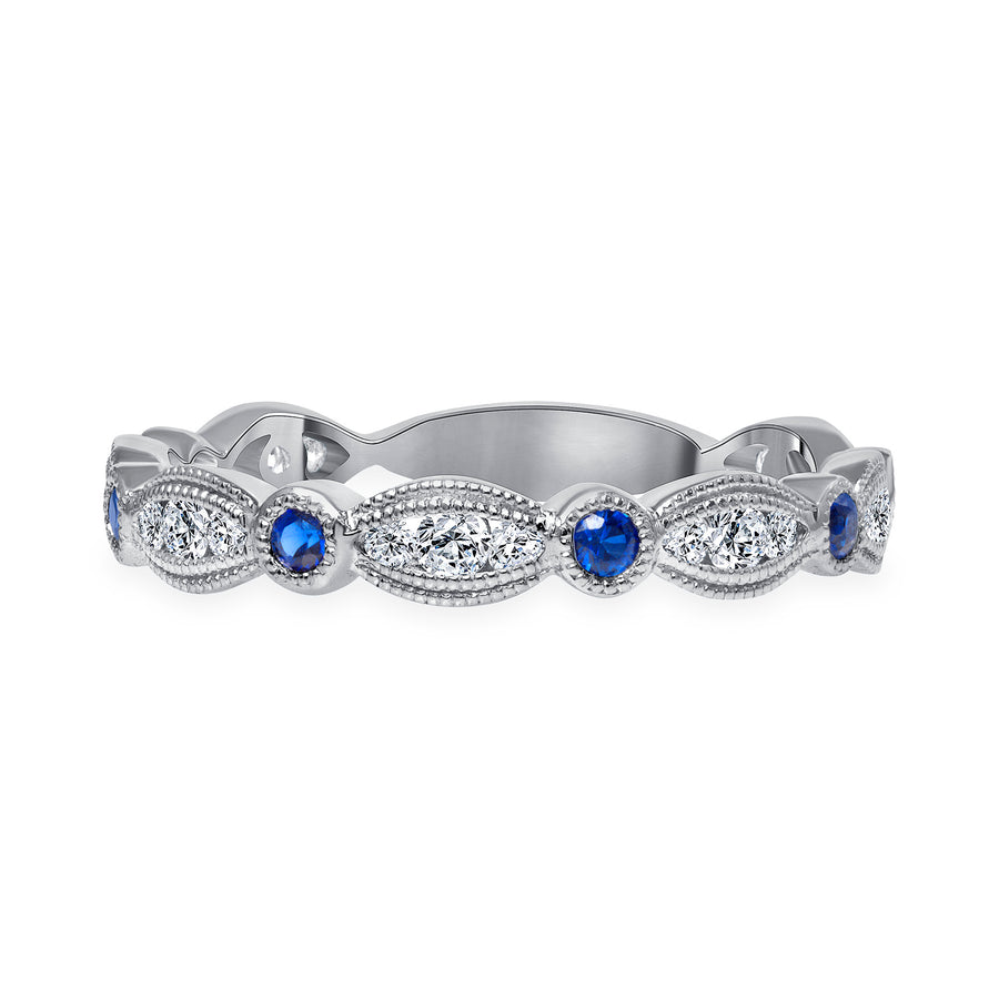 diamond and sapphire wedding ring white gold