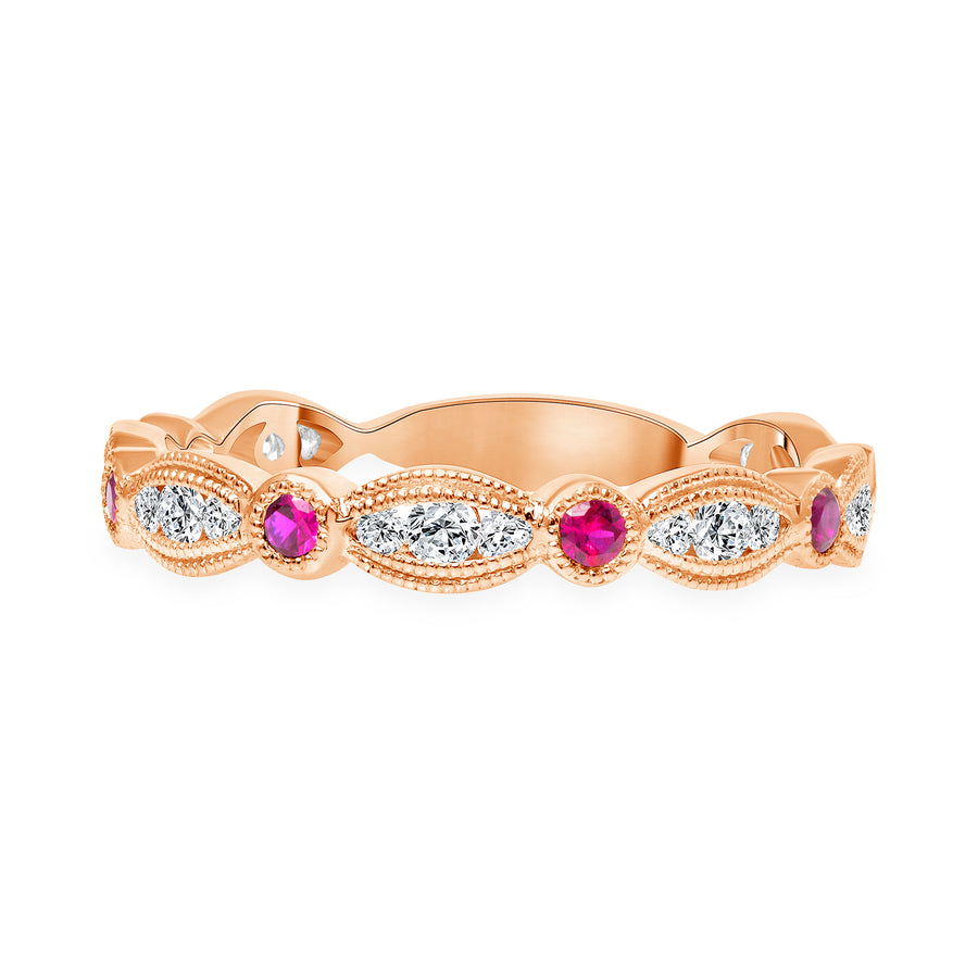 diamond ruby wedding ring rose gold