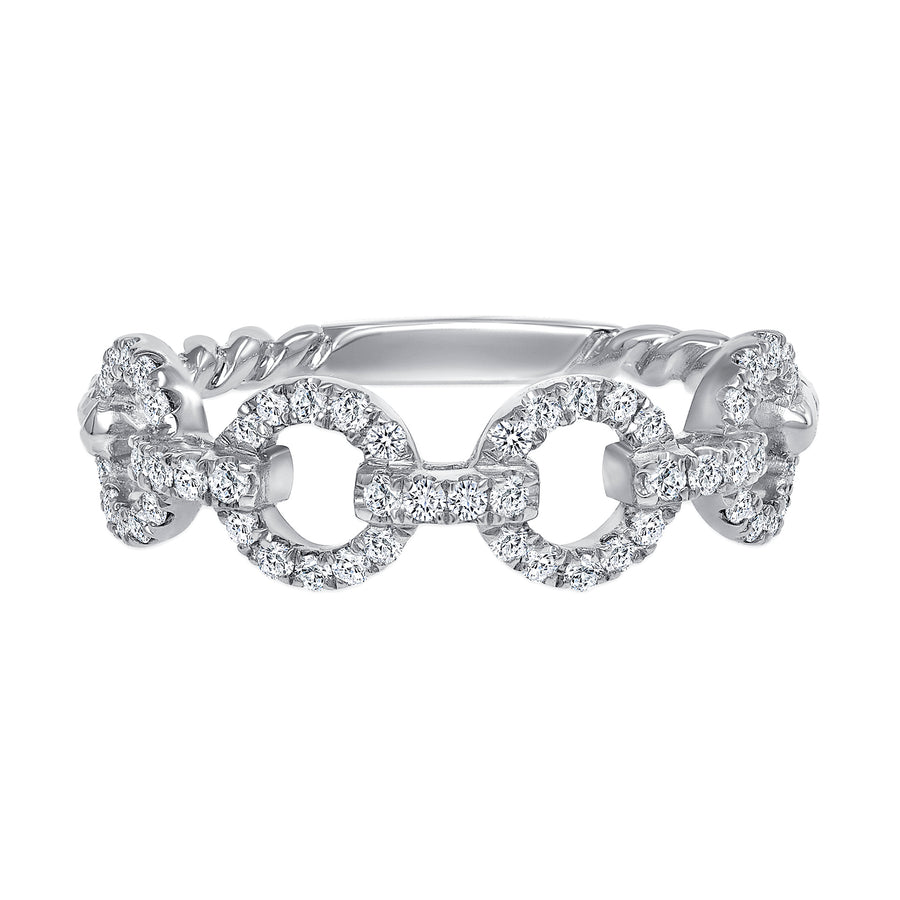 diamond chain link ring white gold
