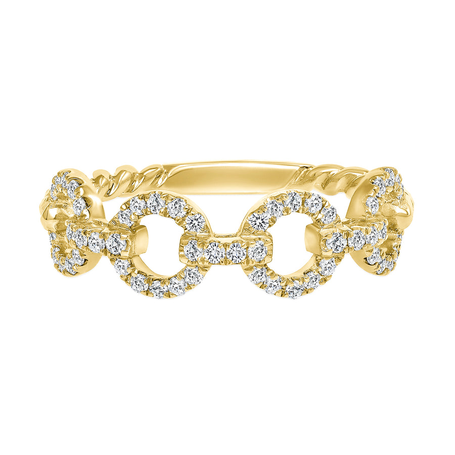 diamond chain link ring gold