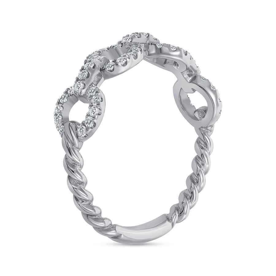 diamond chain link ring white gold