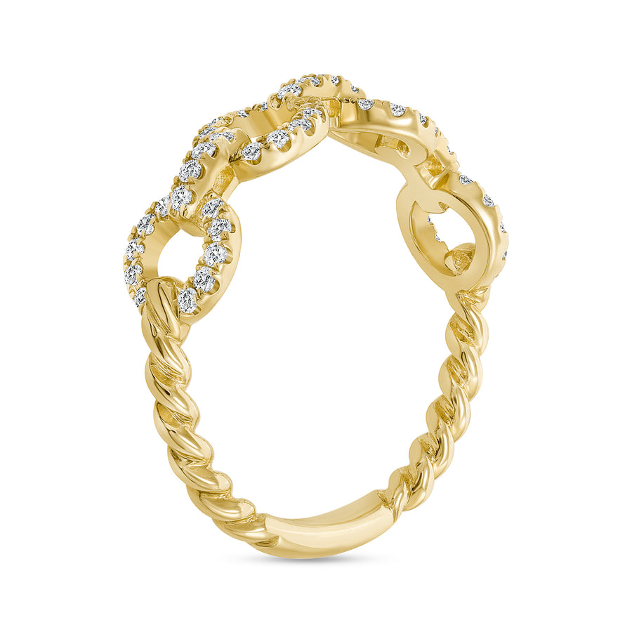 diamond chain link ring gold