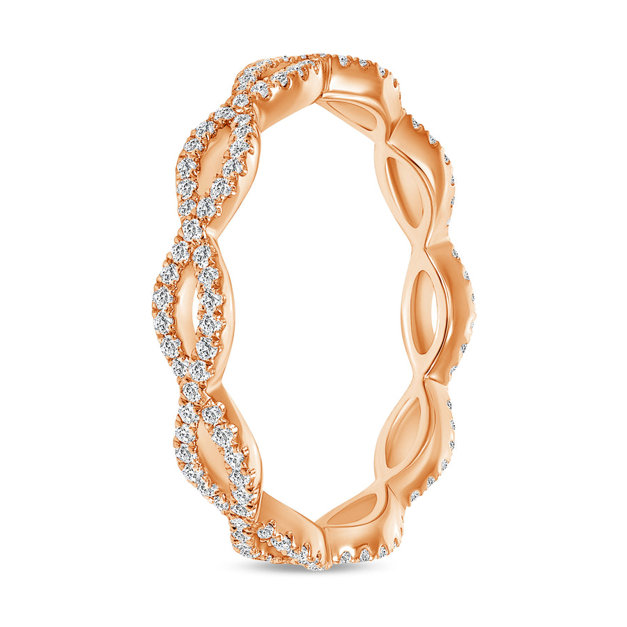diamond rose gold criss cross wedding ring