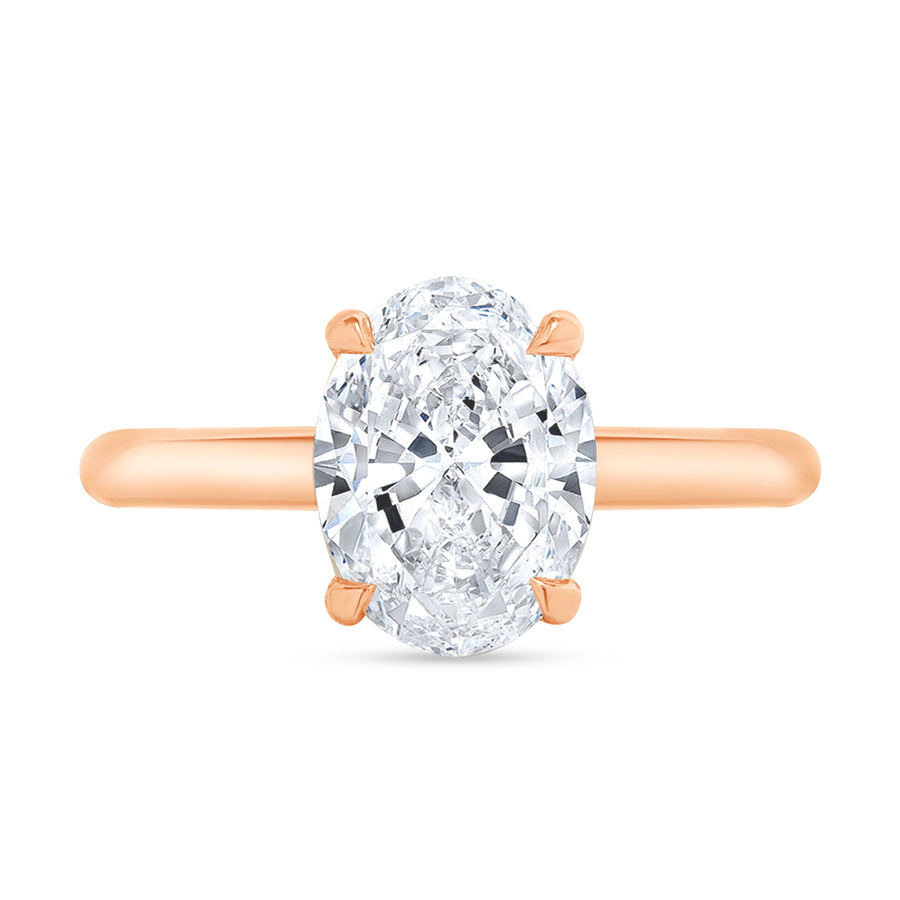 hidden halo oval engagement ring rose gold