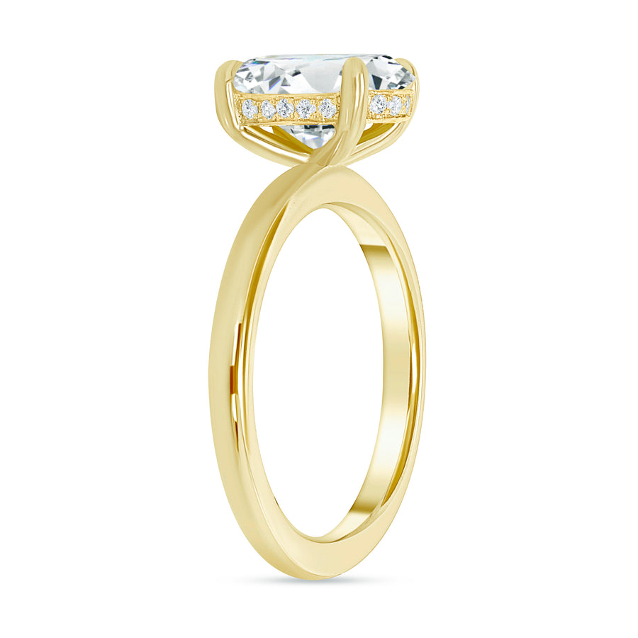 hidden halo oval engagement ring gold