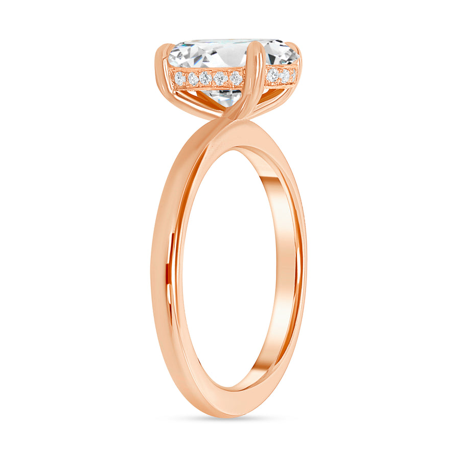 hidden halo oval engagement ring rose gold