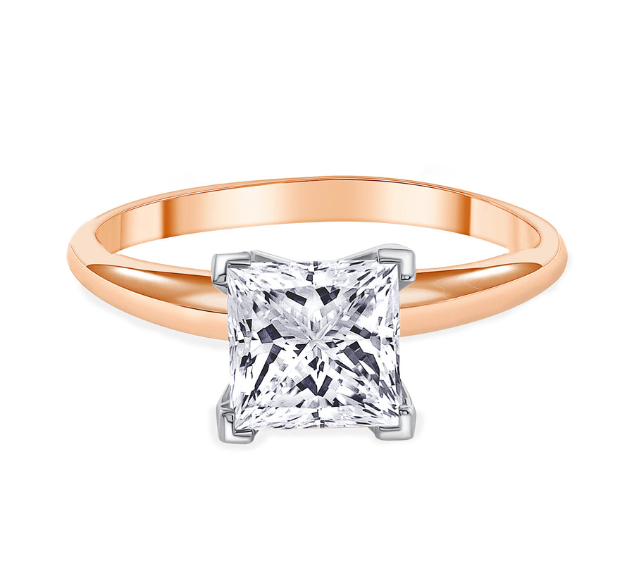 princess cut diamond solitaire engagement ring rose gold