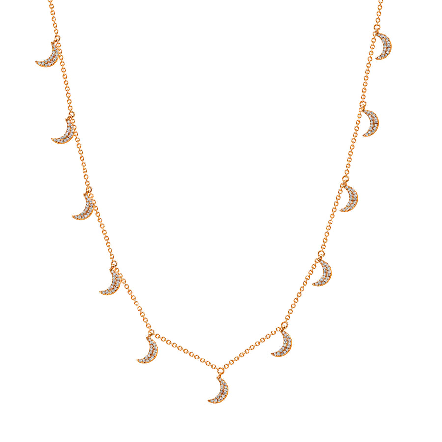 rose gold diamond crescent moon necklace