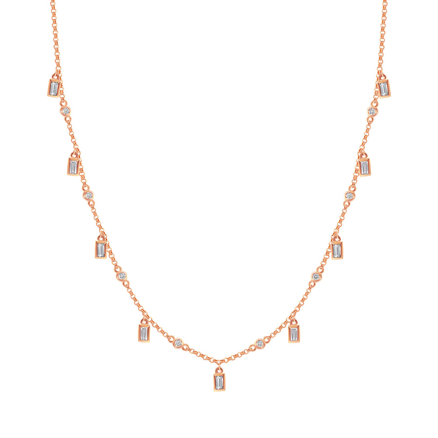 dangling diamond necklace rose gold