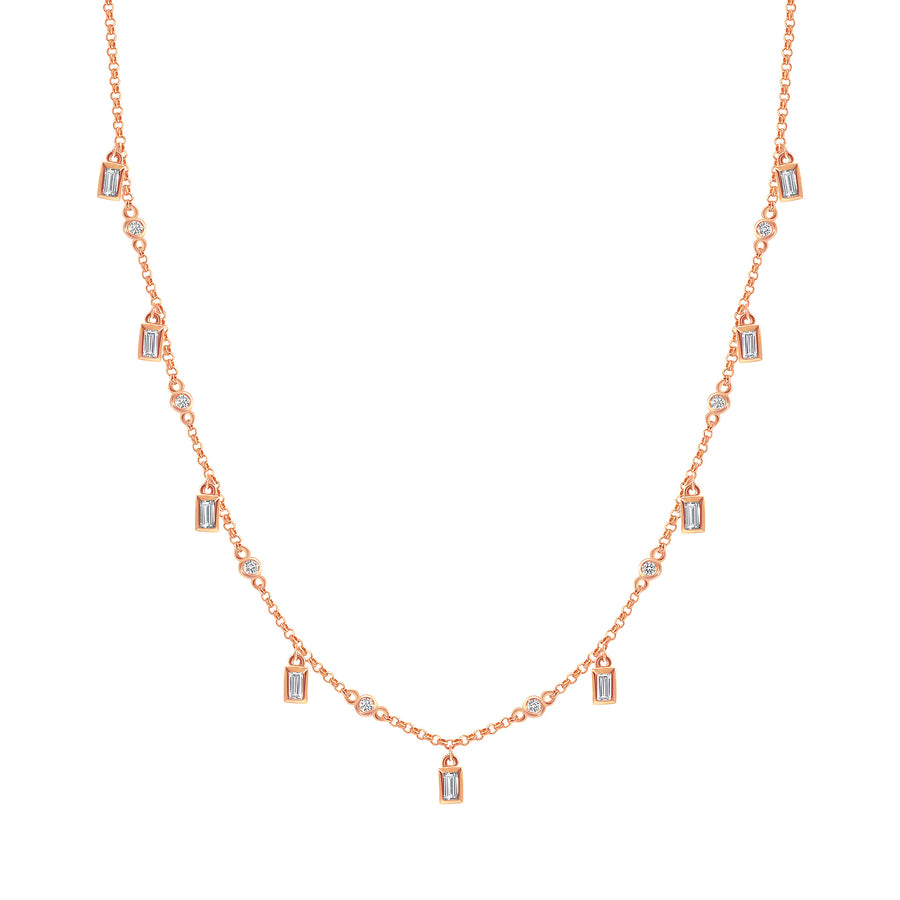 dangling diamond necklace rose gold