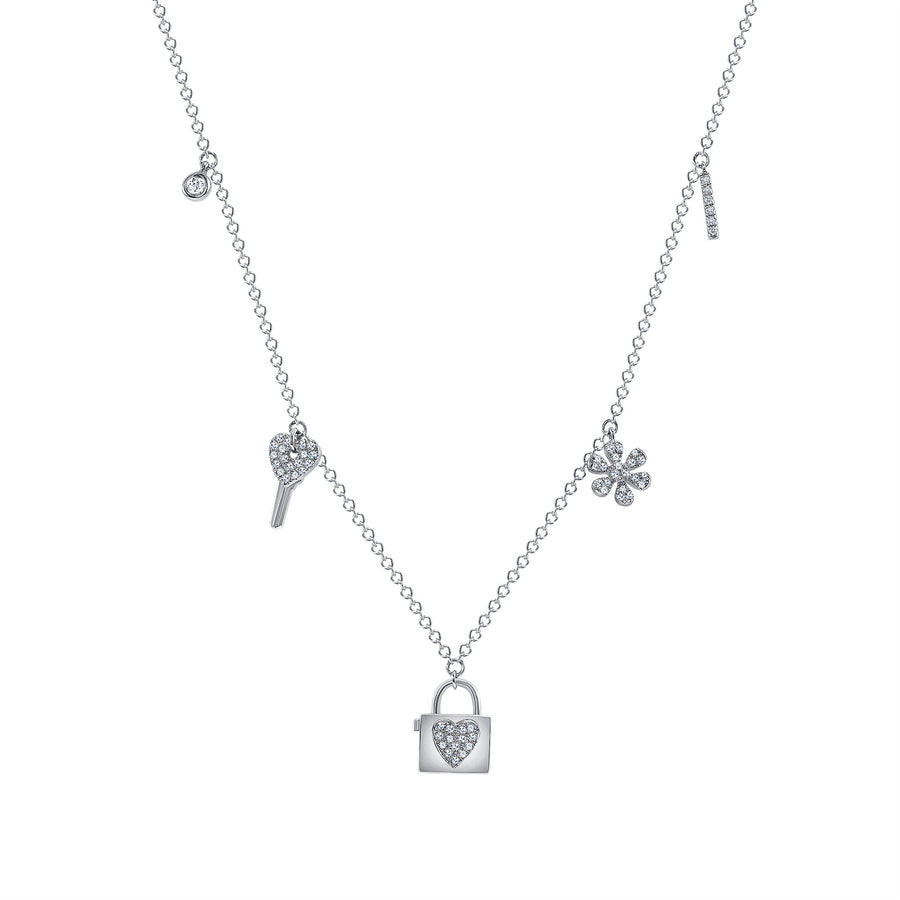 lock and key necklace white gold