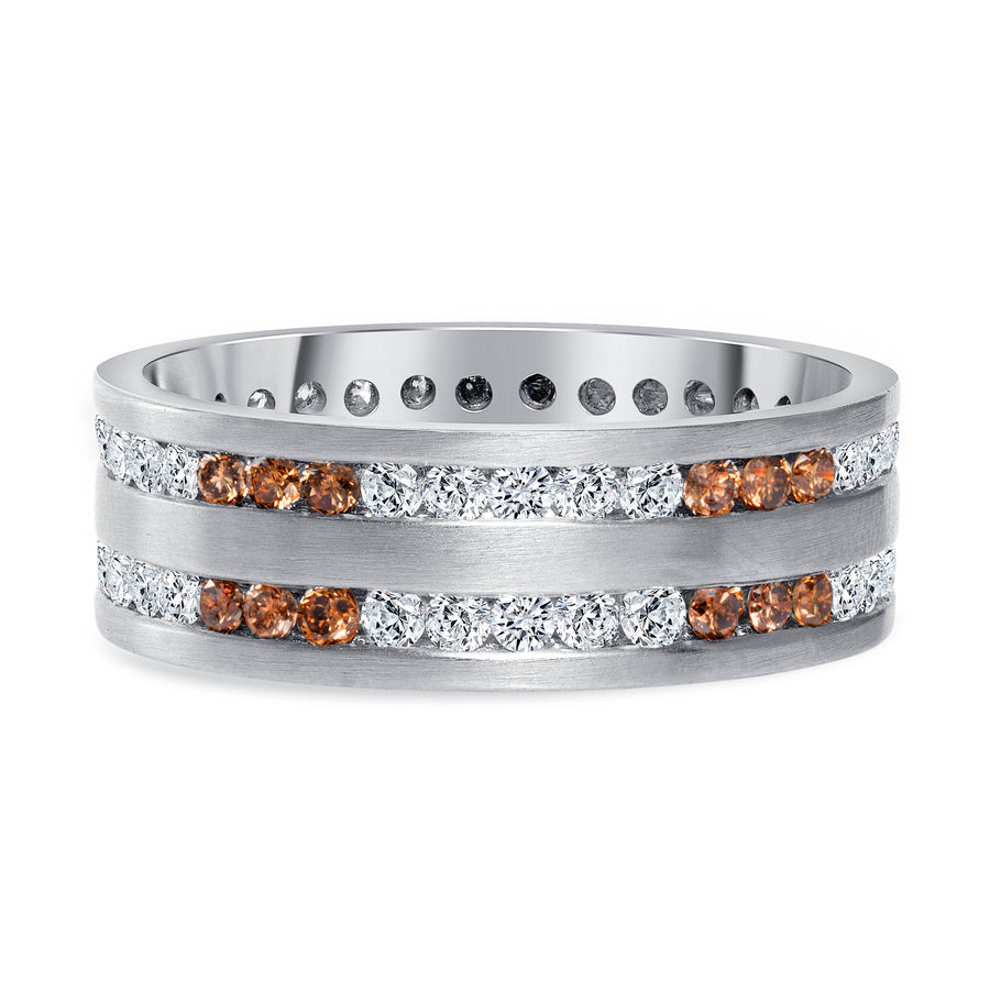 channel set round diamond band white gold