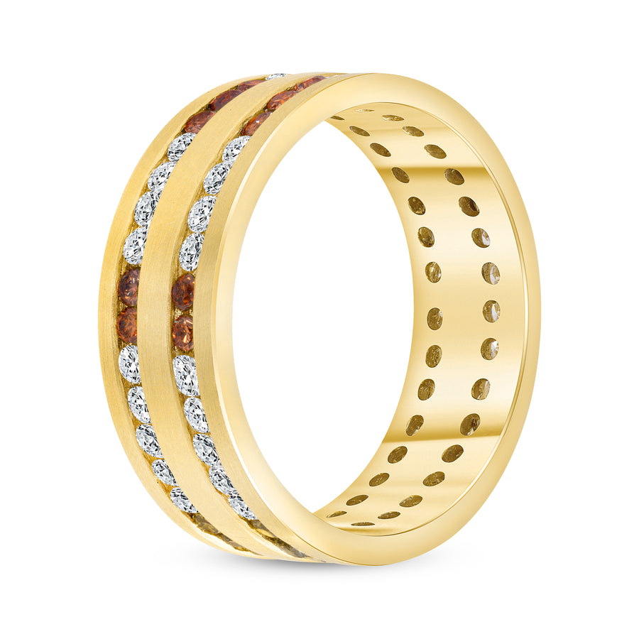 channel set round diamond band gold