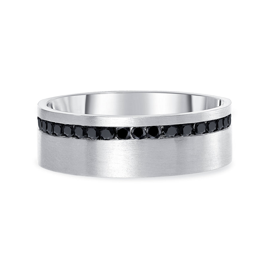 men's black diamond band white gold
