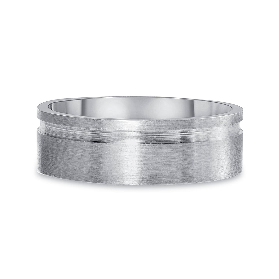 grooved wedding band white gold