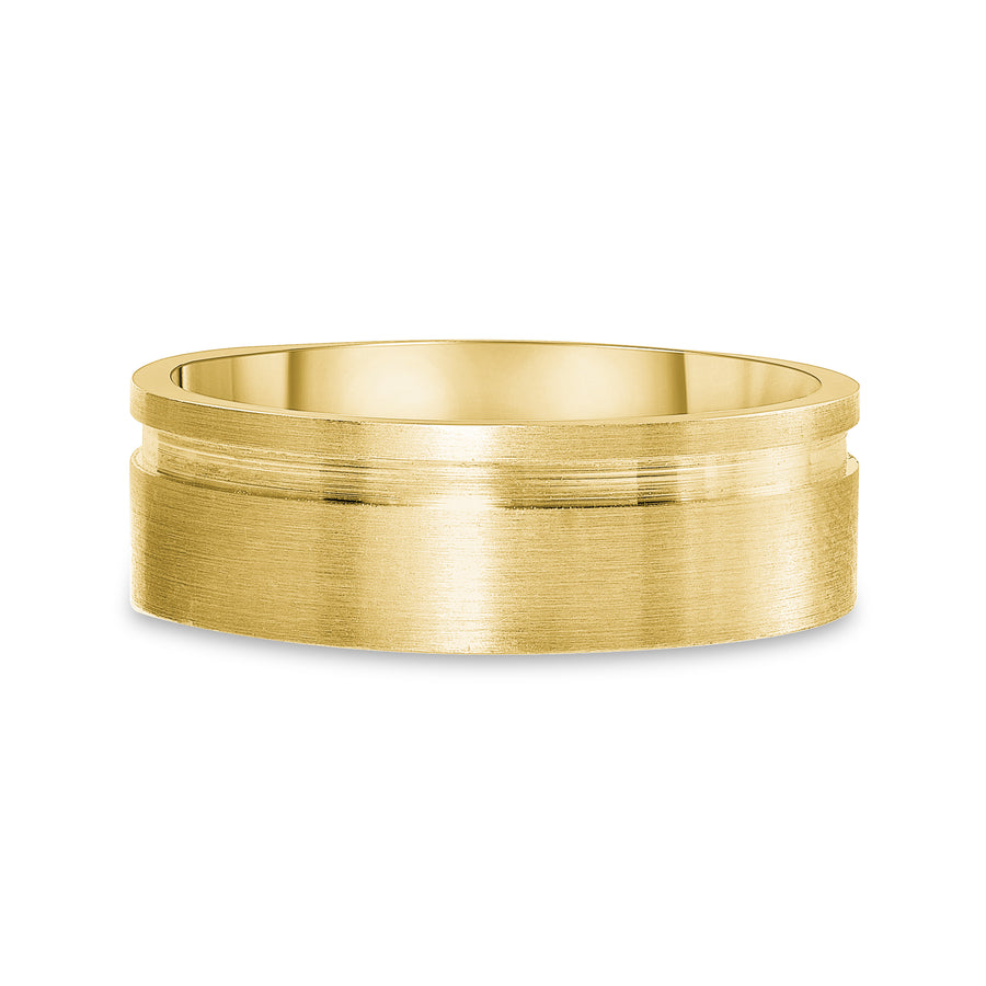 grooved wedding band gold