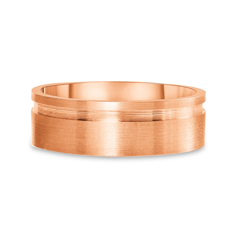 grooved wedding band rose gold