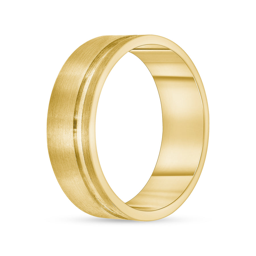 grooved wedding band gold