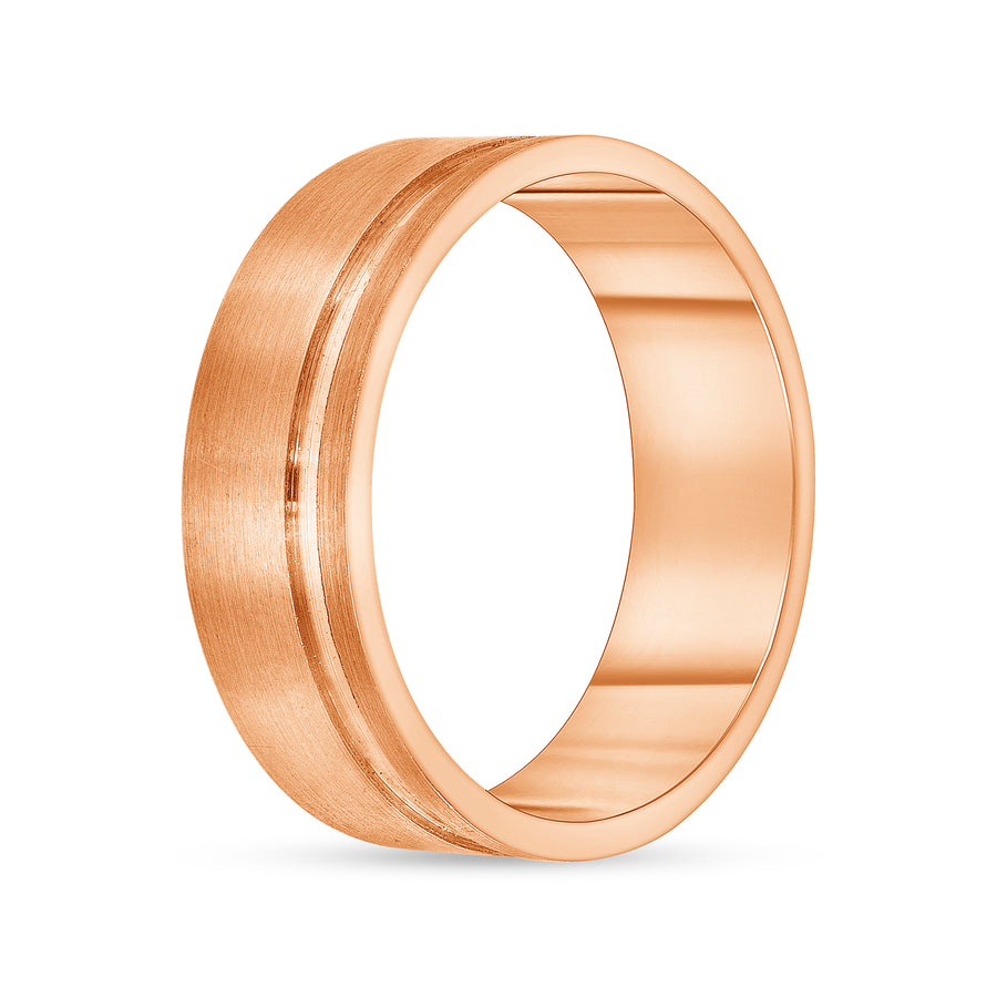 grooved wedding band rose gold