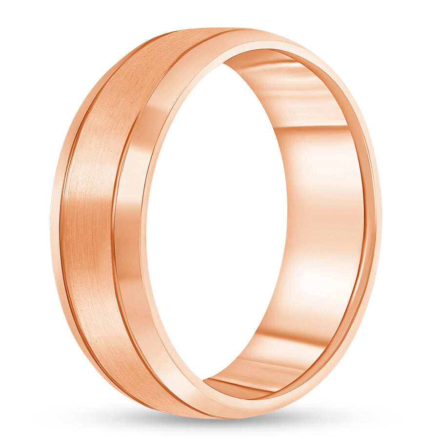 mens beveled wedding band rose gold