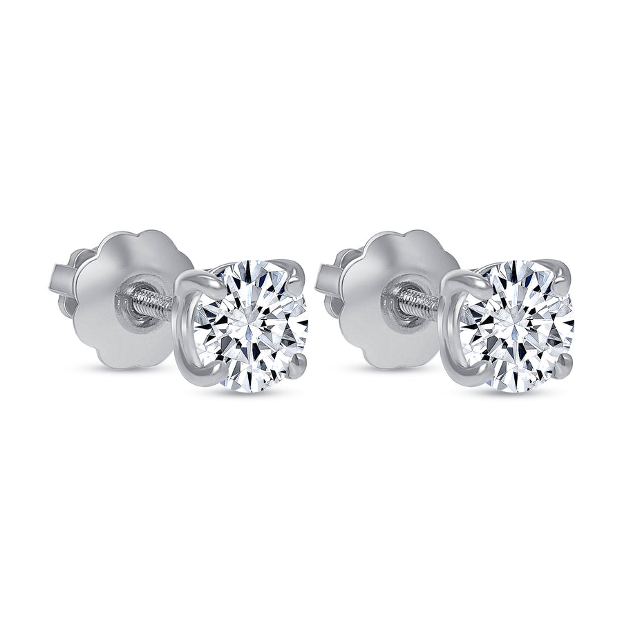 round solitaire diamond stud earrings white gold