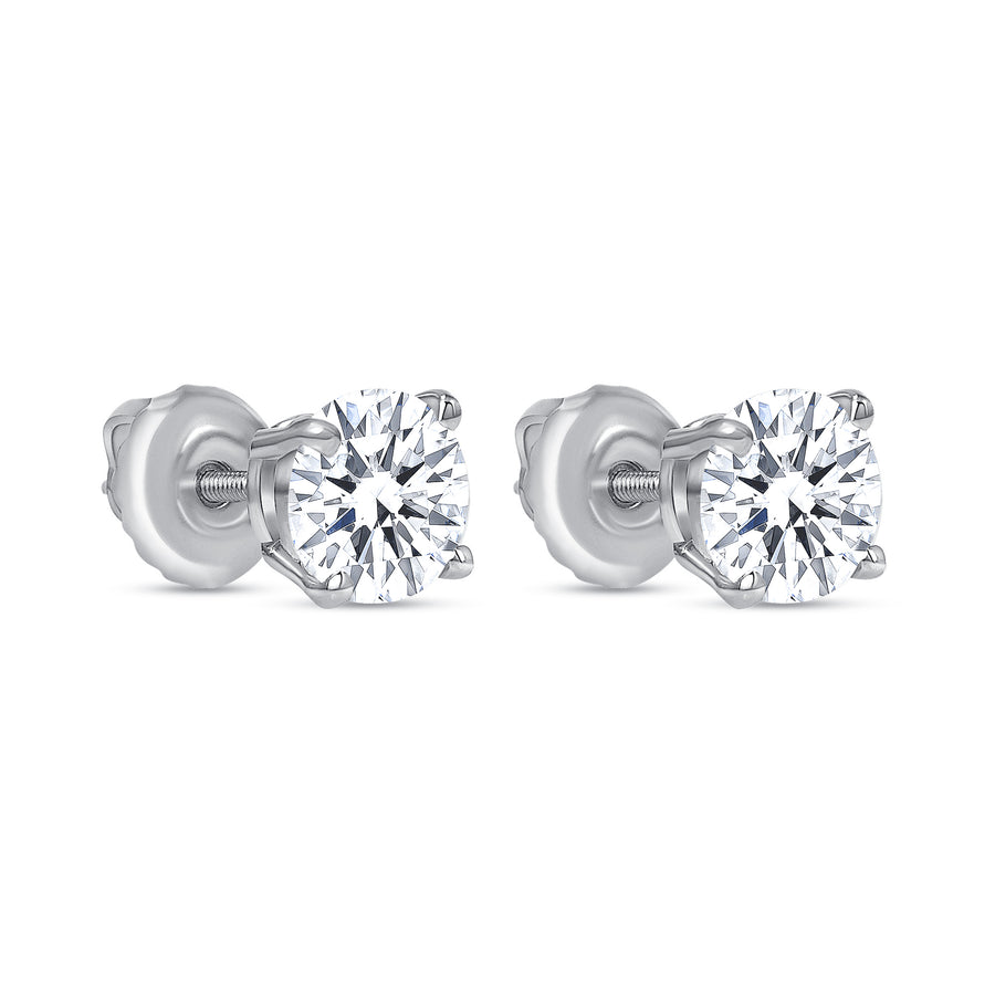 solitaire diamond stud earring white gold