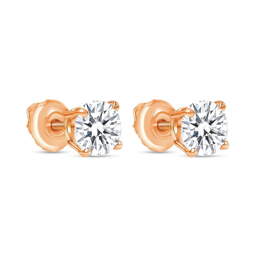 solitaire diamond stud earring rose gold