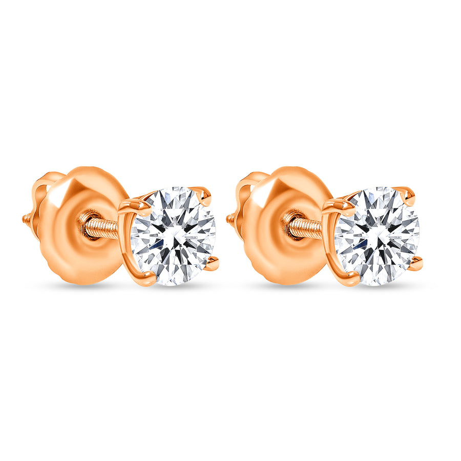 Petite solitaire diamond stud earrings rose gold