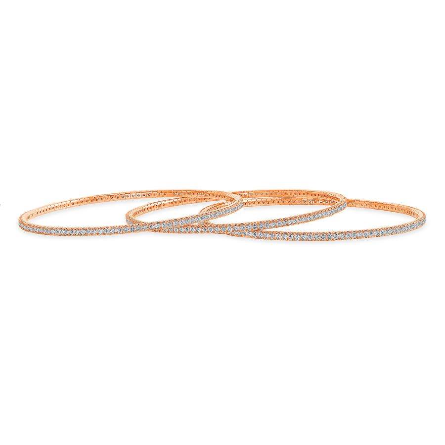 Thin Diamond Bangles in Rose Gold