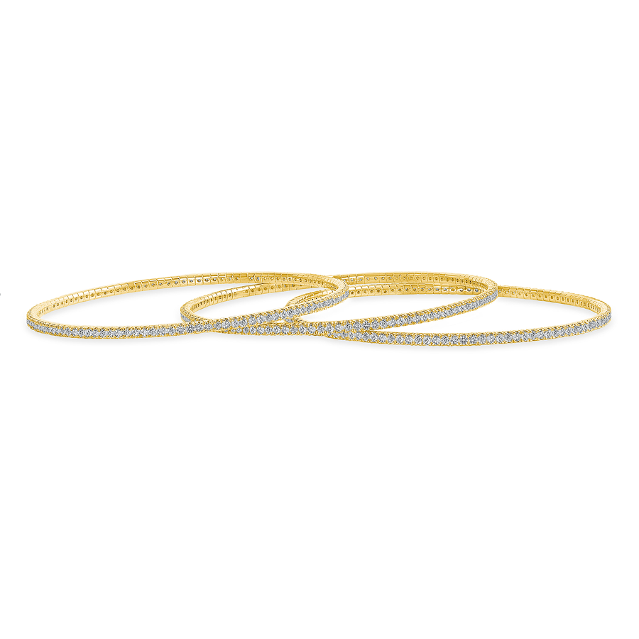 Thin Diamond Bangles in Rose Gold