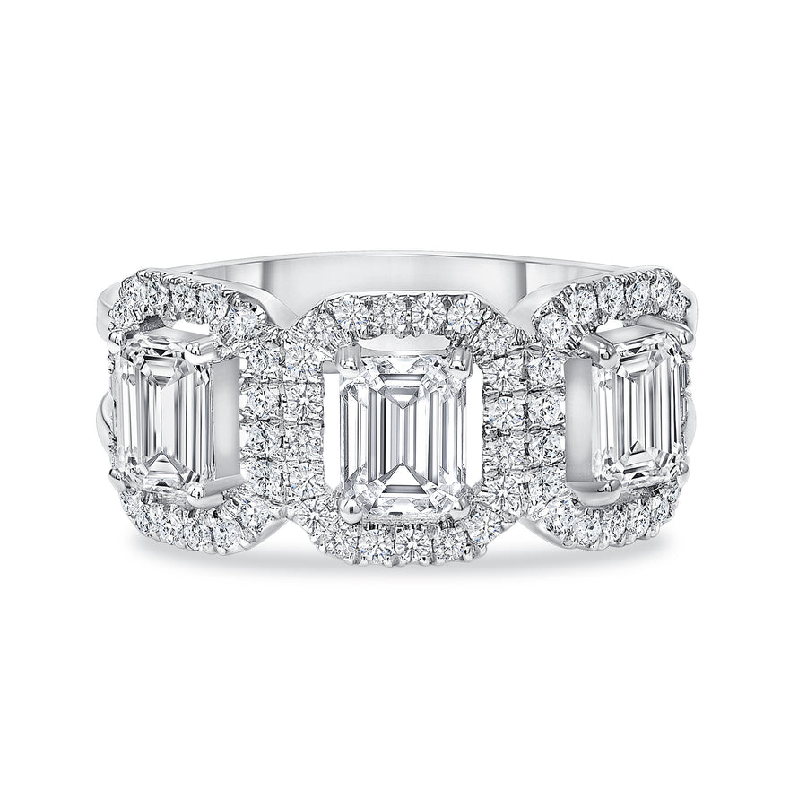 3 emerald cut diamond ring white gold
