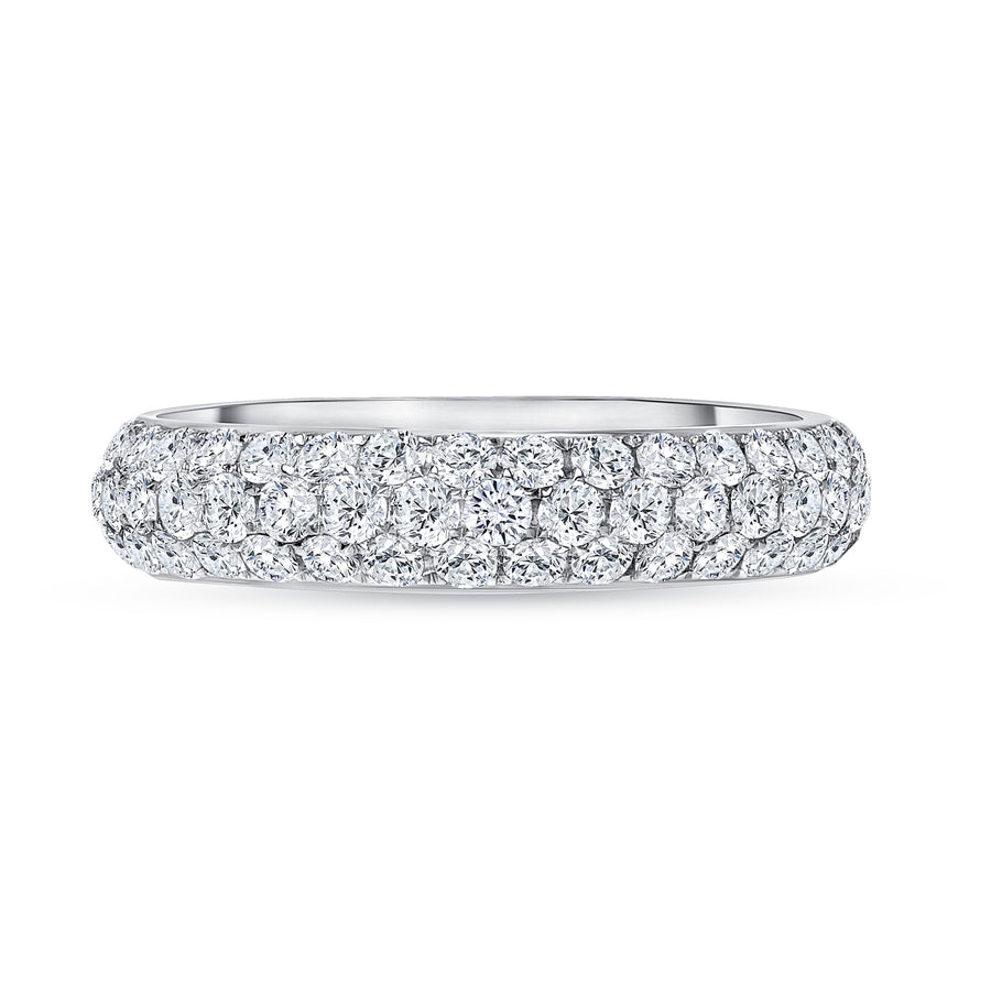 Three Row Pave Diamond Wedding Ring
