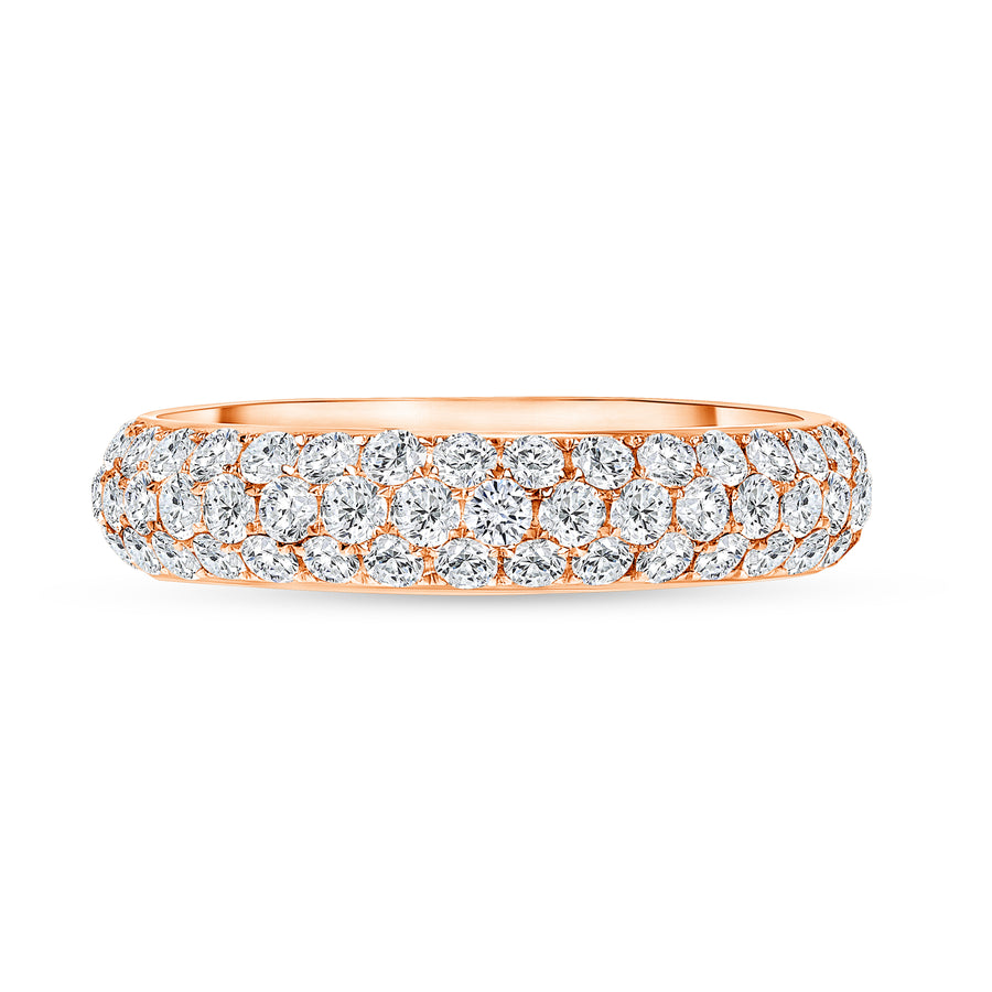 Three Row Pave Diamond Wedding Ring