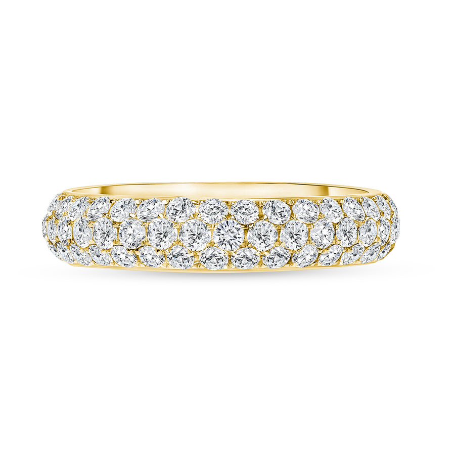 Three Row Pave Diamond Wedding Ring