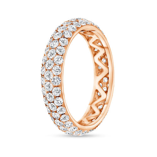 Three Row Pave Diamond Wedding Ring