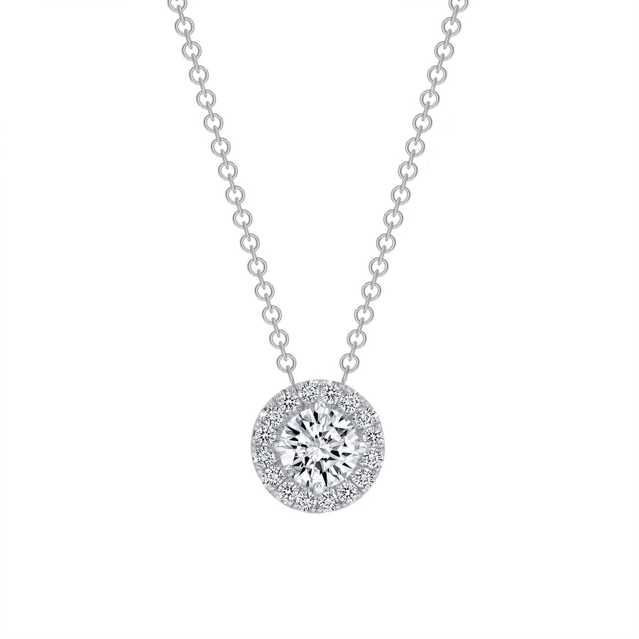 diamond double halo pendant necklace 1ct white gold