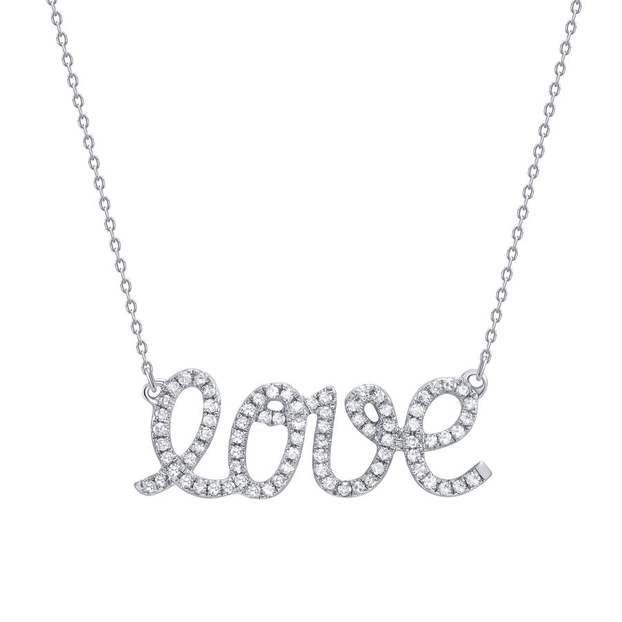Diamond love pendant necklace  white gold