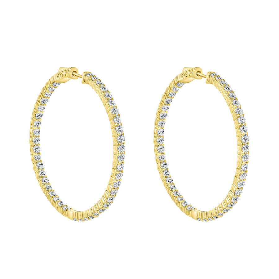 14k Gold Diamond Hoops Earrings