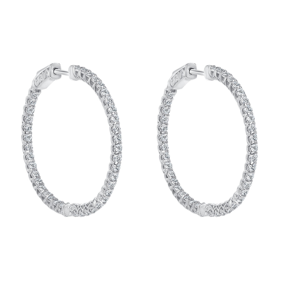circular diamond hoops earrings white gold