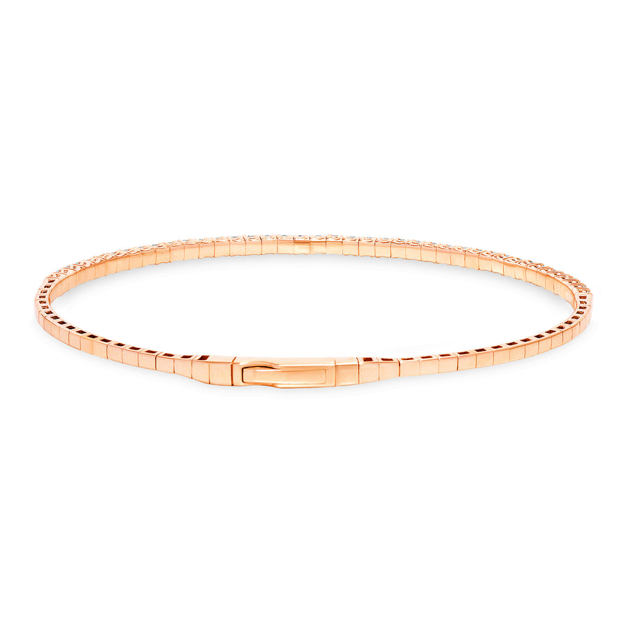 18k Rose Gold Diamond Bangle Bracelet 