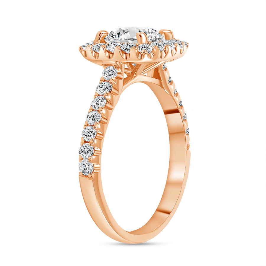 rose gold round halo engagement ring