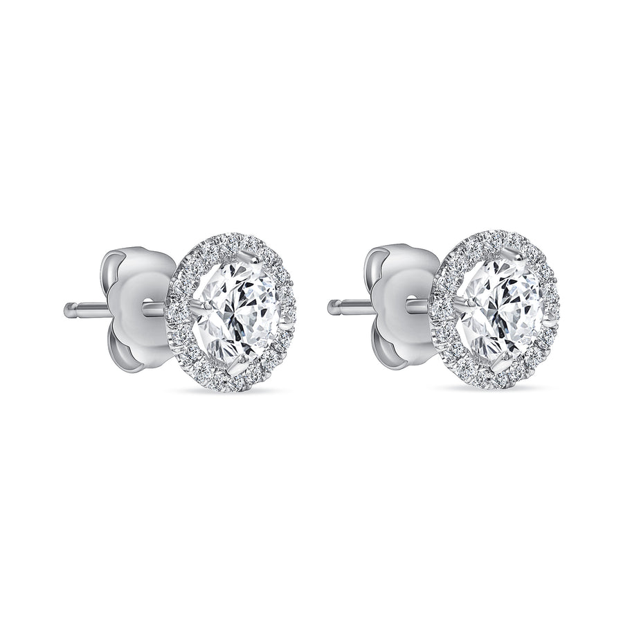 diamond stud white gold earrings with halo